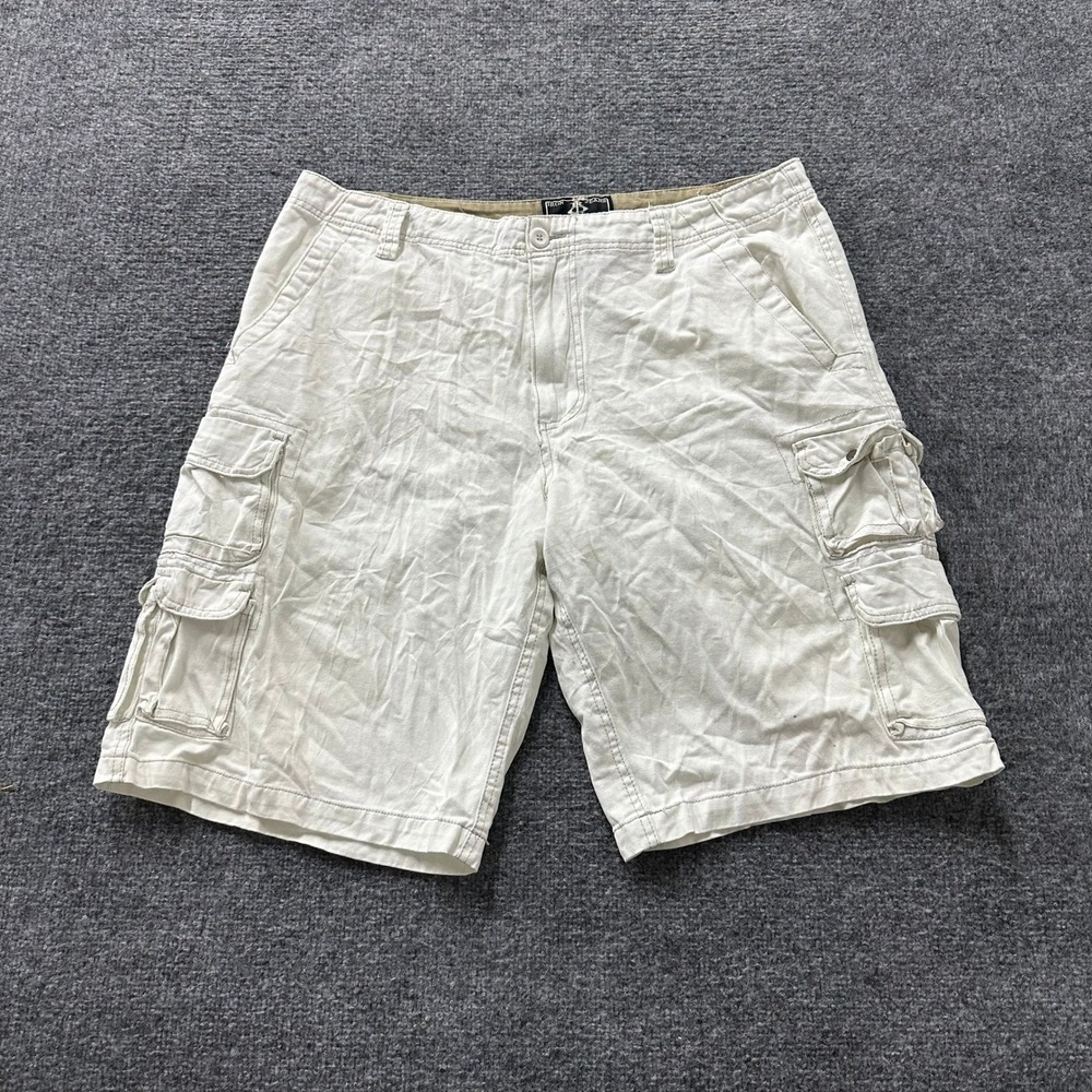 Iron Jeans Cargo Shorts Mens Size 38 White Cream Cotton Utility Relaxed Pockets